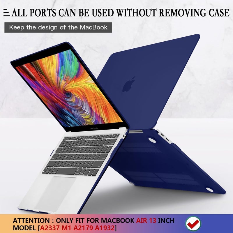 CISSOOK غطاء أزرق بحري لجهاز MacBook Air 13 M1 مع شاشة Retina وTouch ID، غطاء صلب أزرق داكن مع غطاء لوحة مفاتيح + واقي شاشة لجهاز Air 13 M1 A2337 A2179 A1932 موديل 2018-2021 - Image 5